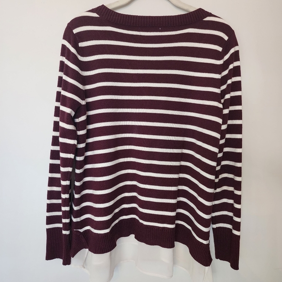 New York & Company Medium striped long sleeve sweater with built in uner ruffle - Picture 5 of 5